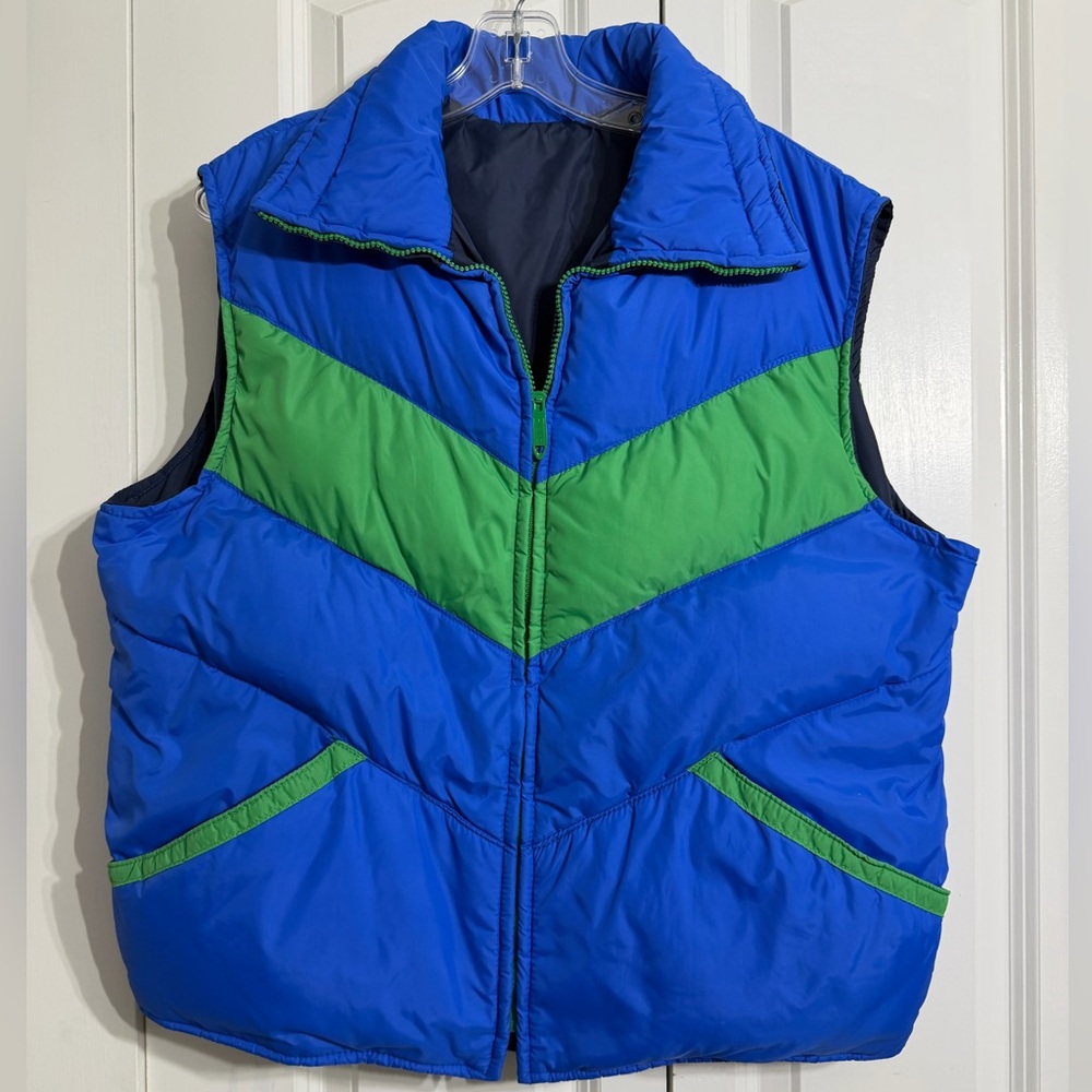 Struggle Gear Men's Color Block Blue Puffer Jacket  Vest Blue & Green Size L
